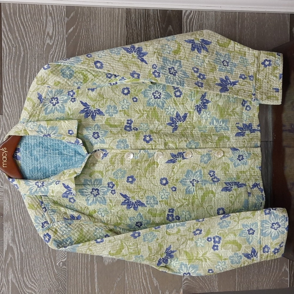 Women's Vintage Autumn Leaf Print Quilted Jacket main image 0
